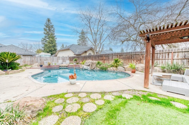 view of pool featuring a pergola and a patio