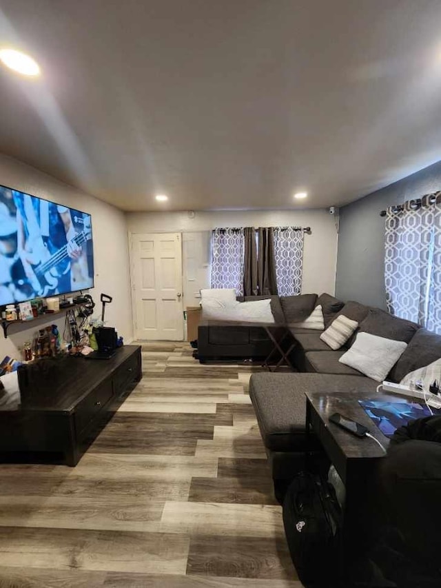 living room featuring light wood-type flooring