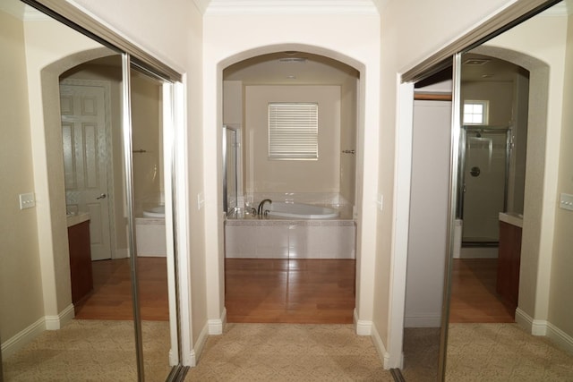 hall with crown molding