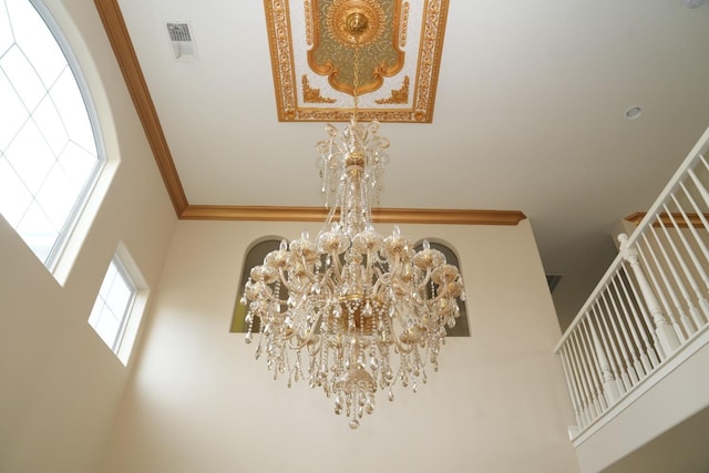 room details with a notable chandelier