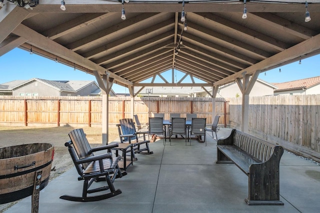 view of patio featuring a gazebo