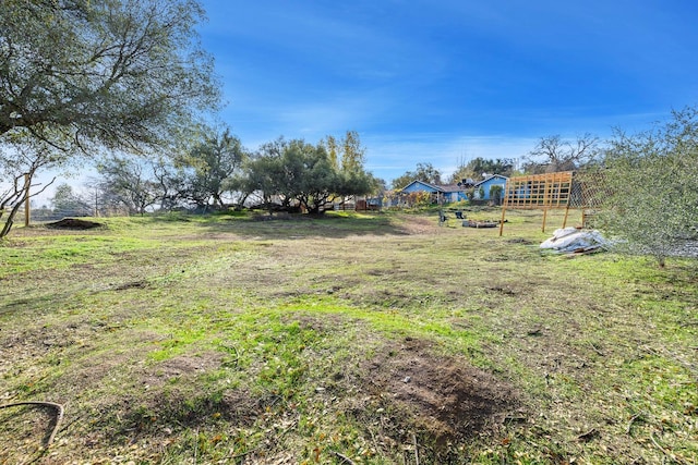 view of yard with a rural view