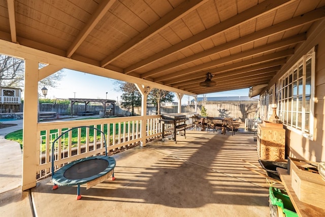 view of patio featuring a trampoline