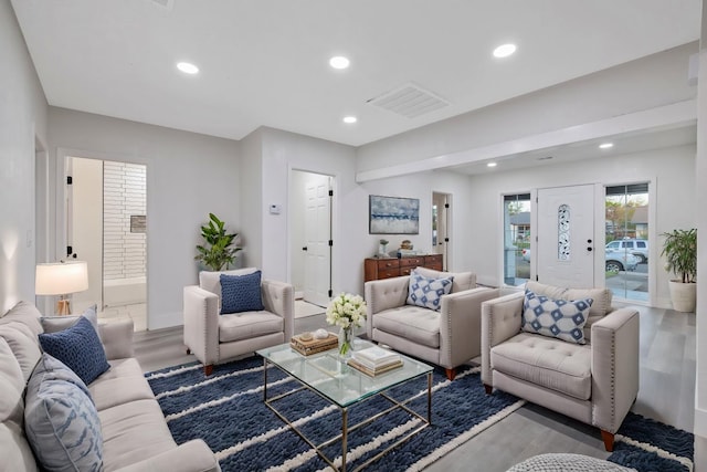 living room featuring wood-type flooring