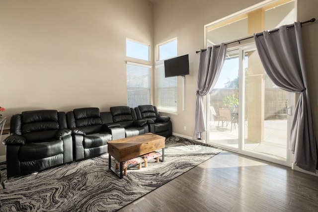 living room with wood-type flooring