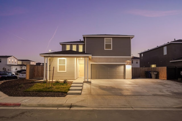 view of property featuring a garage