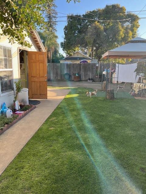 view of yard with a gazebo