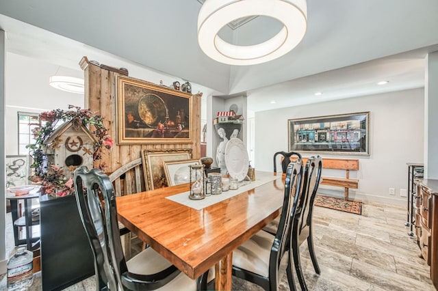 dining area with recessed lighting
