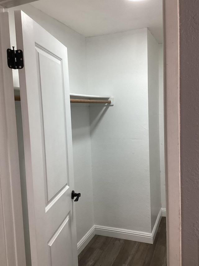 walk in closet featuring dark hardwood / wood-style flooring