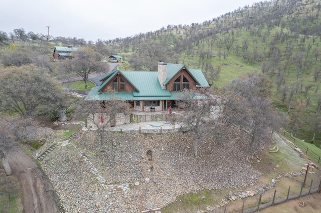 drone / aerial view featuring a mountain view