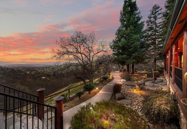 view of yard at dusk