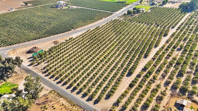 birds eye view of property with a rural view