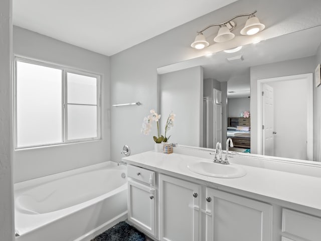 bathroom featuring vanity and a bathing tub