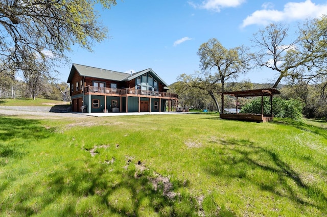 exterior space featuring a pergola and a deck