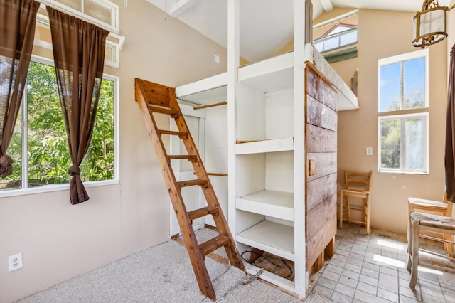 interior space with vaulted ceiling