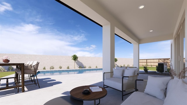 946 Talus Way S, Madera, CA 93636 - fenced backyard featuring an outdoor living space and a patio area
