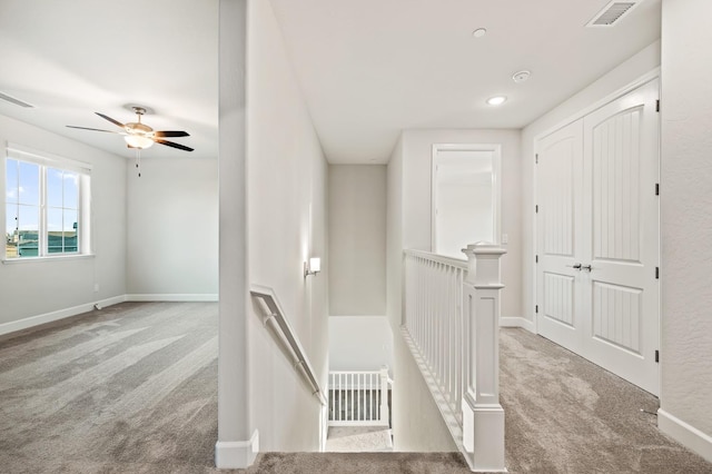 946 Talus Way S, Madera, CA 93636 - hallway with an upstairs landing, carpet flooring, and recessed lighting