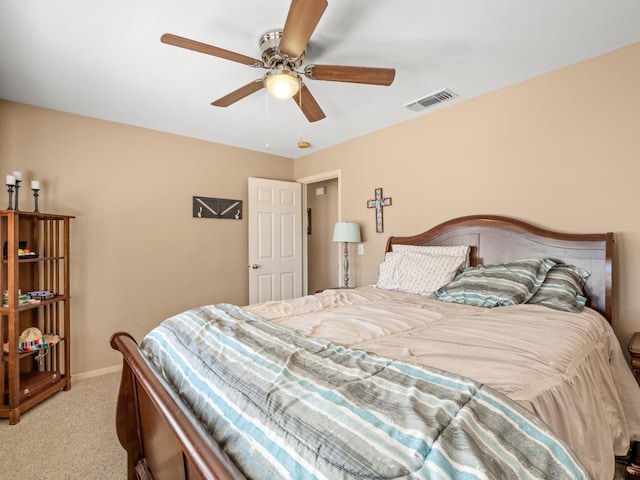 28899 Limestone Way, Coarsegold, CA 93614 - bedroom with light carpet, ceiling fan, and baseboards