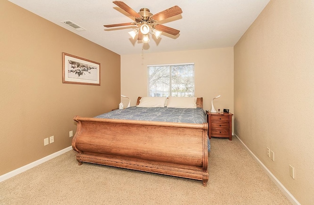 bedroom with carpet floors and ceiling fan