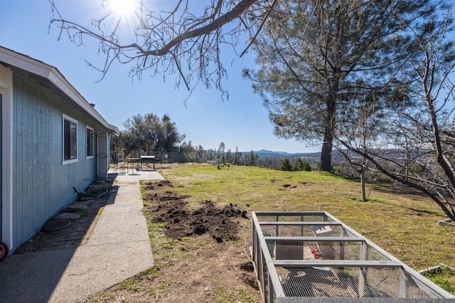 view of yard featuring a patio area and fence