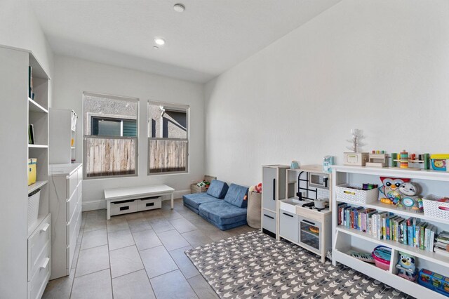 interior space featuring light tile patterned floors