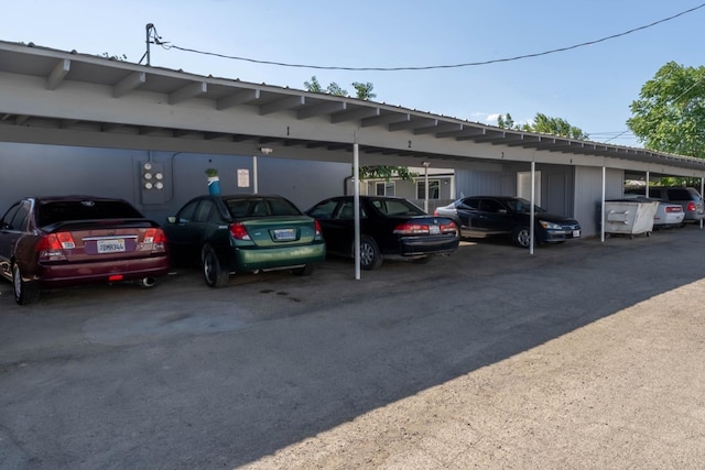 view of parking featuring a carport