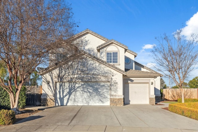 front of property with a garage