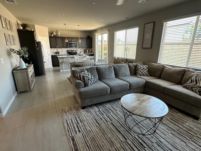 view of tiled living room