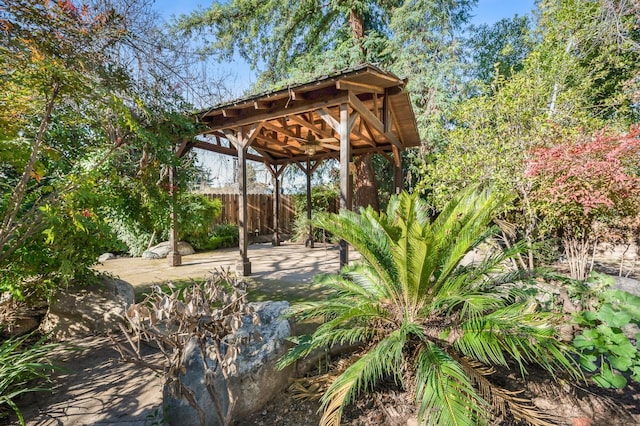 exterior space with a gazebo and a patio