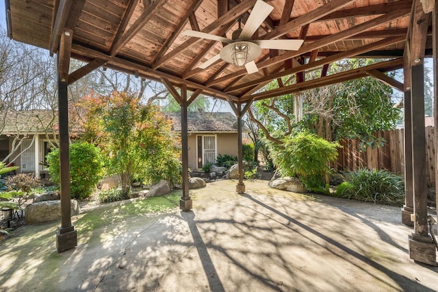 view of patio / terrace with ceiling fan