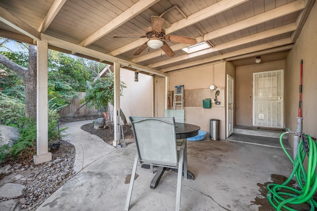 view of patio with ceiling fan