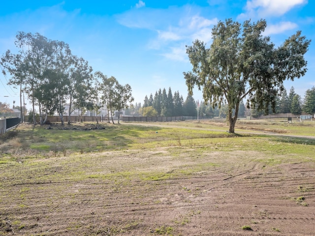 view of yard with fence and a rural view