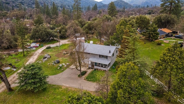 aerial view with a mountain view