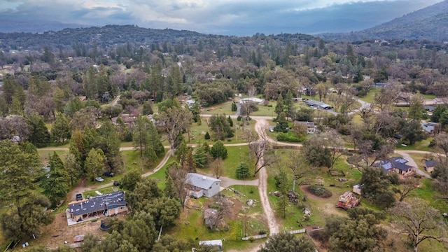 aerial view with a mountain view