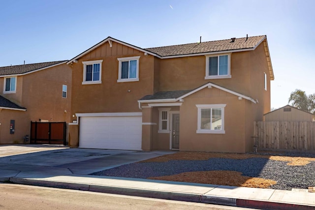 front of property with a garage