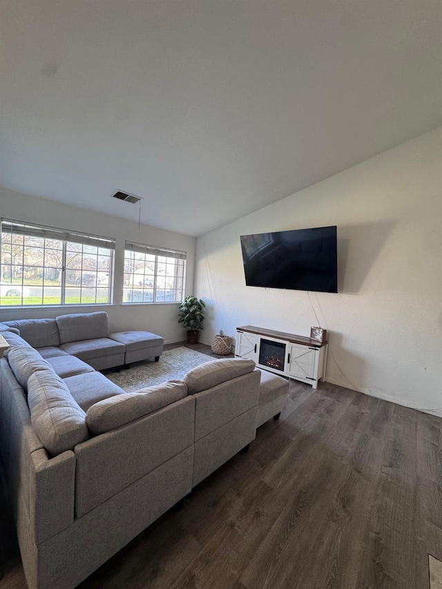 living room with hardwood / wood-style floors