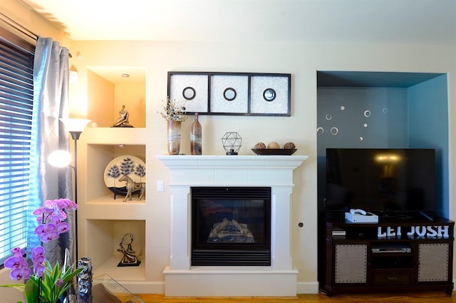 living area featuring hardwood / wood-style flooring