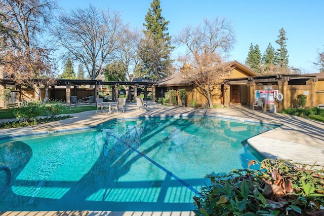 pool with a patio