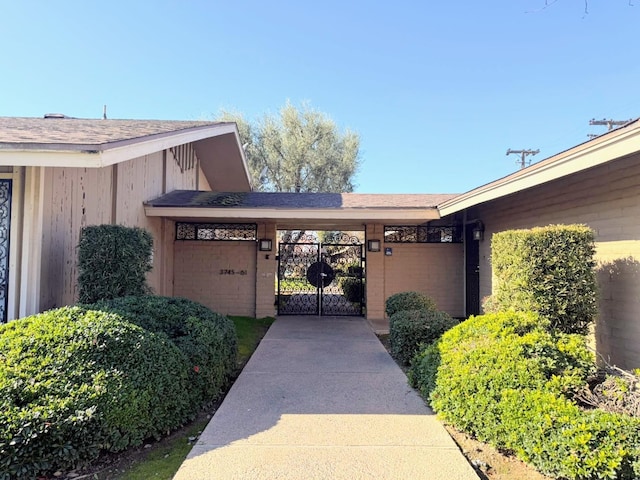 property entrance with a garage