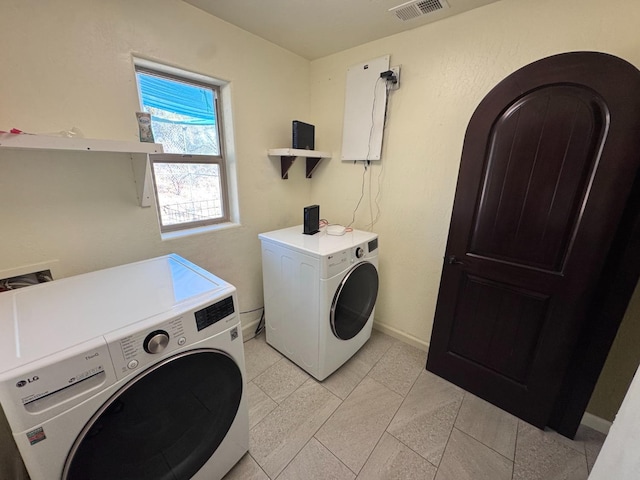 laundry room featuring washing machine and dryer