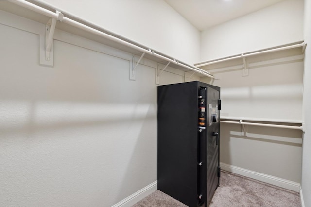 spacious closet with light colored carpet