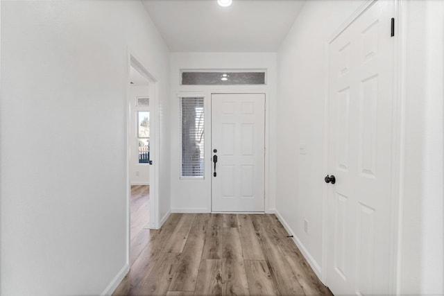 doorway featuring light wood-type flooring