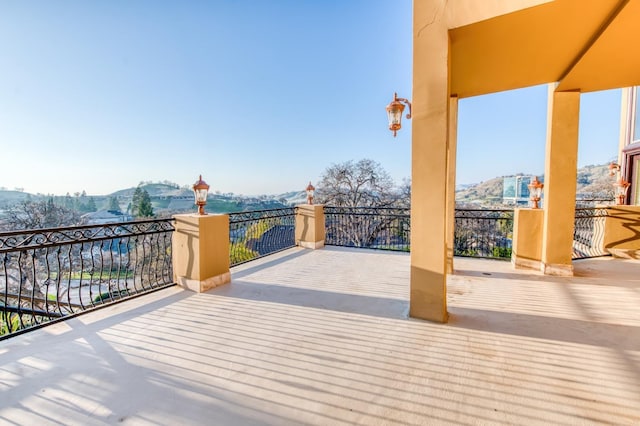 deck with a mountain view