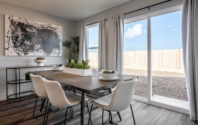 dining room with hardwood / wood-style floors