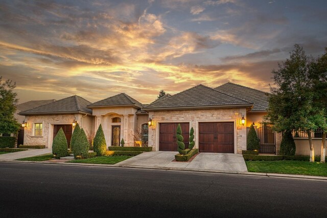 prairie-style home with a garage