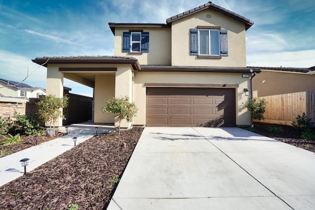 view of front facade featuring a garage