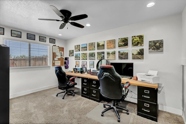 office space featuring ceiling fan