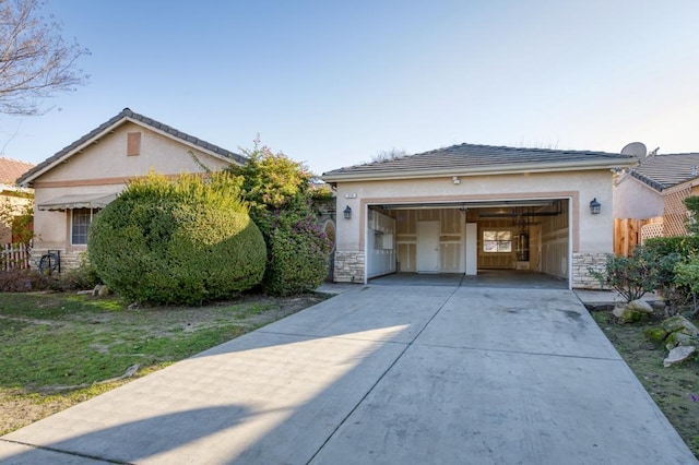 view of front of property with a garage