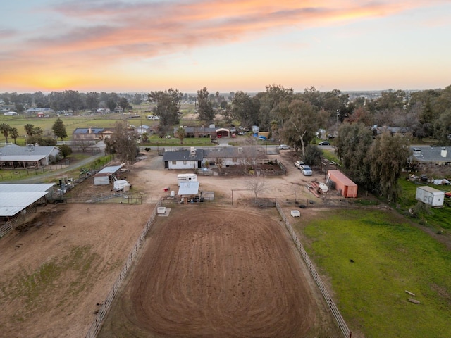 view of aerial view at dusk