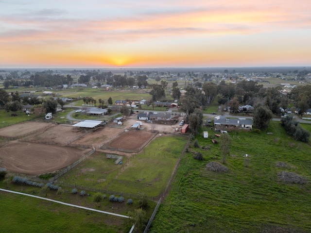 aerial view at dusk with a rural view